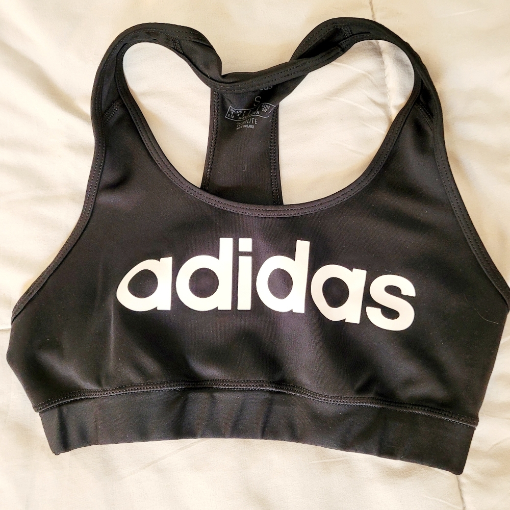 Adidas Women's Black Sports Bra Size S Large Logo